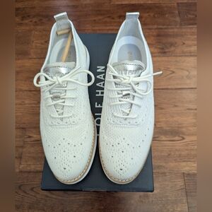 NIB Cole Haan Women's Originalgrand Stitchlite Wingtip Oxford Optical White Sz 6